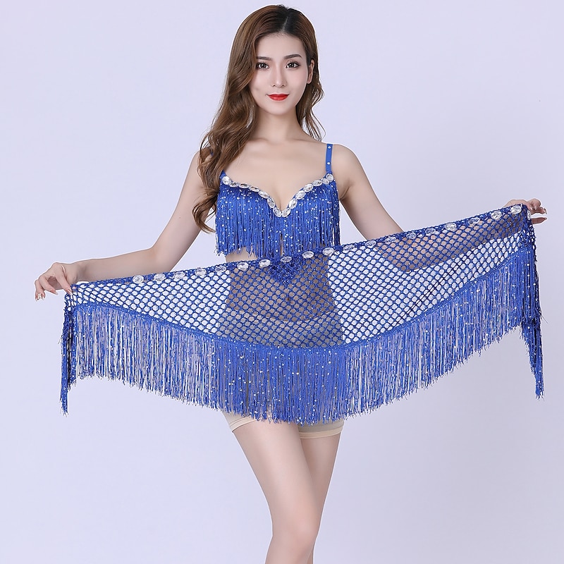 Belly Dance Skirts Tassel Bandage Solid Women's Training Performance Sleeveless High Polyester3