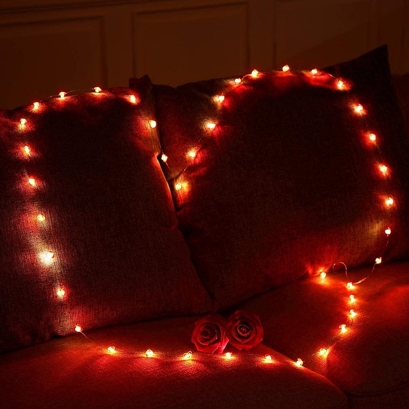 Heart Shape String Lights, 13FT 40 LEDs Battery Powered Fairy Lights for Christmas Romantic Decor2