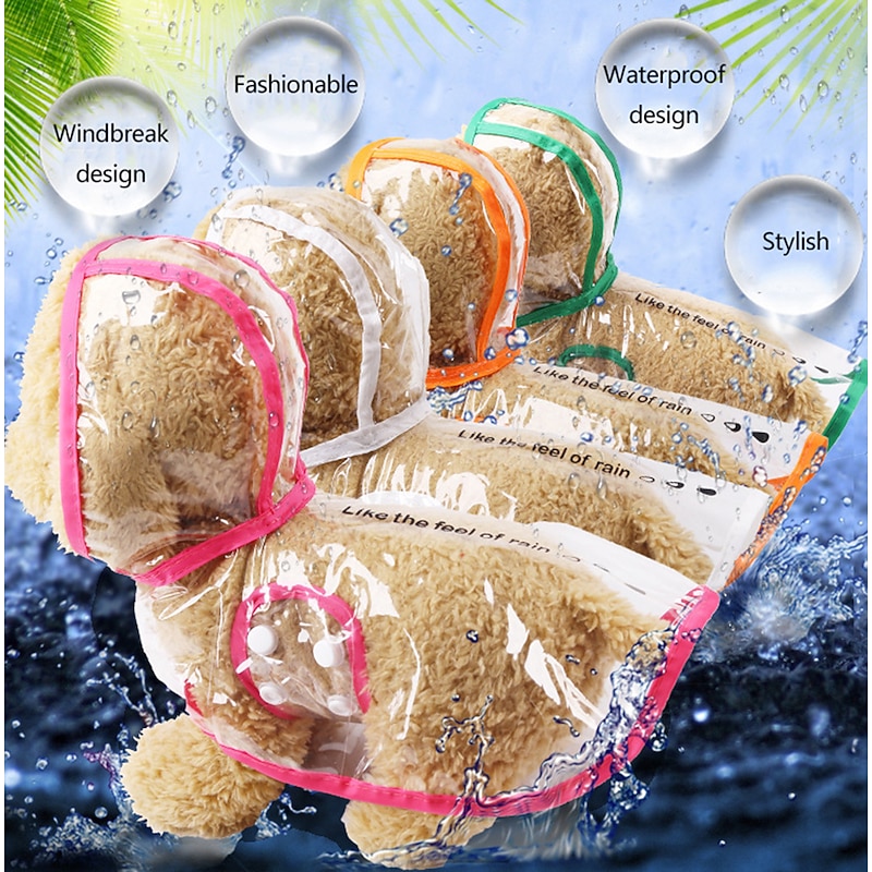 Cloth Pets Dog Rain Coat Raincoat Dog Rain Coat Dog Jacket Cat Rain Coat Transparent Waterproof Windproof All Seasons Waterproof Dog Clothing for Small Dog Medium Dog Large Dog