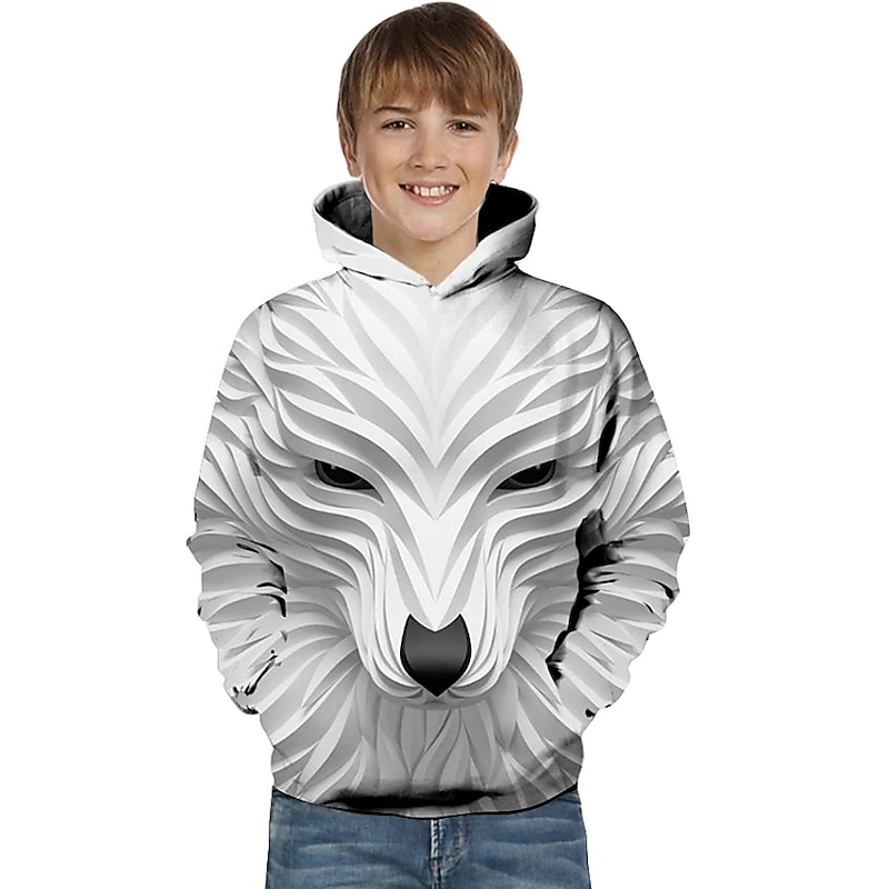 Boys 3D Animal Hoodie Long Sleeve 3D Print Spring Fall Active Basic Kids Toddler 3-12 Years Daily