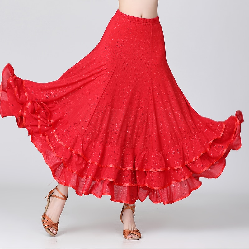 Ballroom Dance Skirts Ruffles Cascading Ruffles Ruching Women's Training Performance High Polyester - Main Image