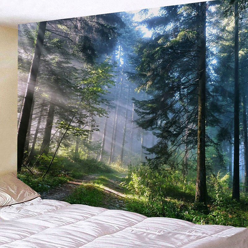 Large Wall Tapestry Art Decor Blanket Curtain Hanging Home Bedroom Living Room Decoration Misty Forest Tapestry Wall Hanging Nature Landscape Tapestry2