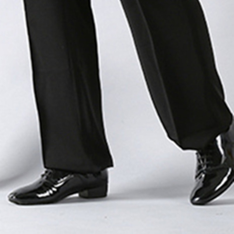 Men's Black Patent Faux Leather Lace-Up Dance Shoes with Soft Suede Sole – Classic Ballroom Shoes for Formal Events and Latin Dance4