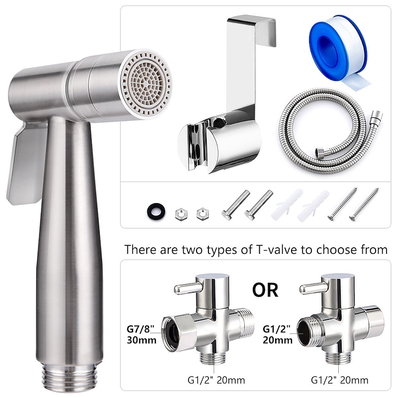 Two Ways 304 Stainless Steel Toilet Handheld Shattaf Bidet Sprayer Shower Heads Set Shower Faucet Accessories Muslim Shower G1/2 or G7/83