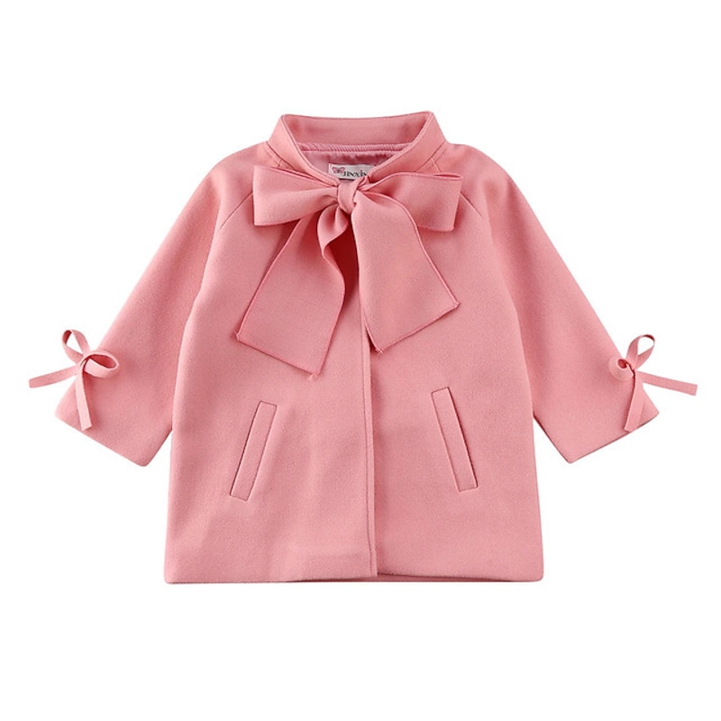 Girls' 3D Plain Coat Long Sleeve Fall Winter Active Streetwear Adorable Polyester Kids 2-12 Years Street Vacation Regular Fit3