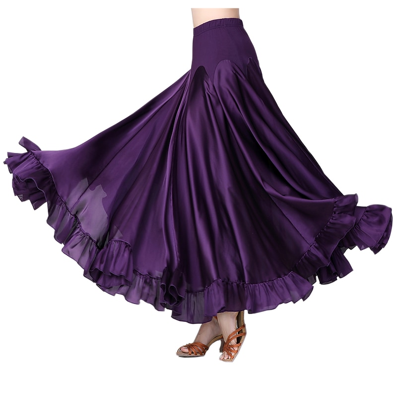 Ballroom Dance Skirts Ruffles Women's Performance Daily Wear High Polyester3
