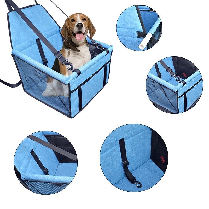 dog car seat, portable pet dog booster car seat breathable travel pet car seat carrier with seat belt for dogs &amp; cats clip-on safety leash for cat puppy3