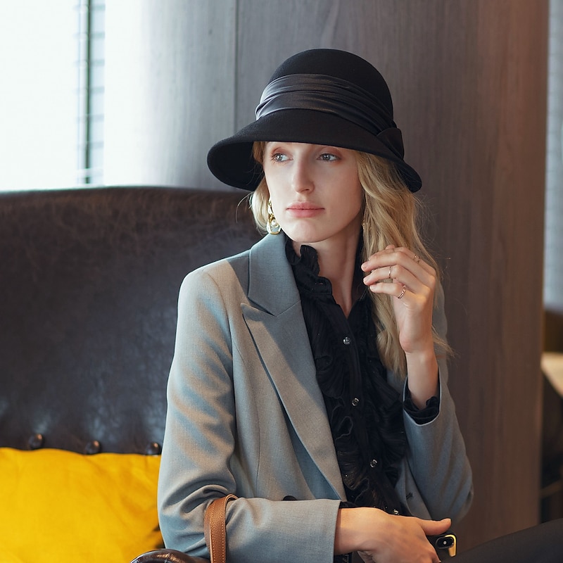 Headwear Casual Daily 100% Wool Hats with Solid / Satin Bowknot 1pc Casual / Daily Wear Headpiece3