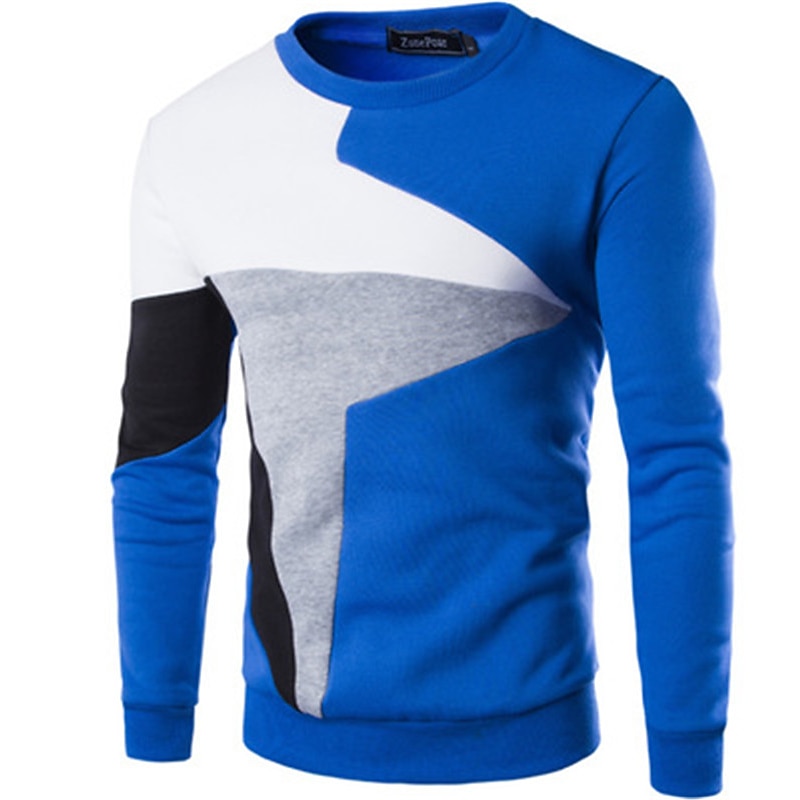 Men's Sweatshirt Black Blue Gray Crew Neck Color Block Cotton Fleece Cool Casual Winter Clothing Apparel Hoodies Sweatshirts  Long Sleeve3