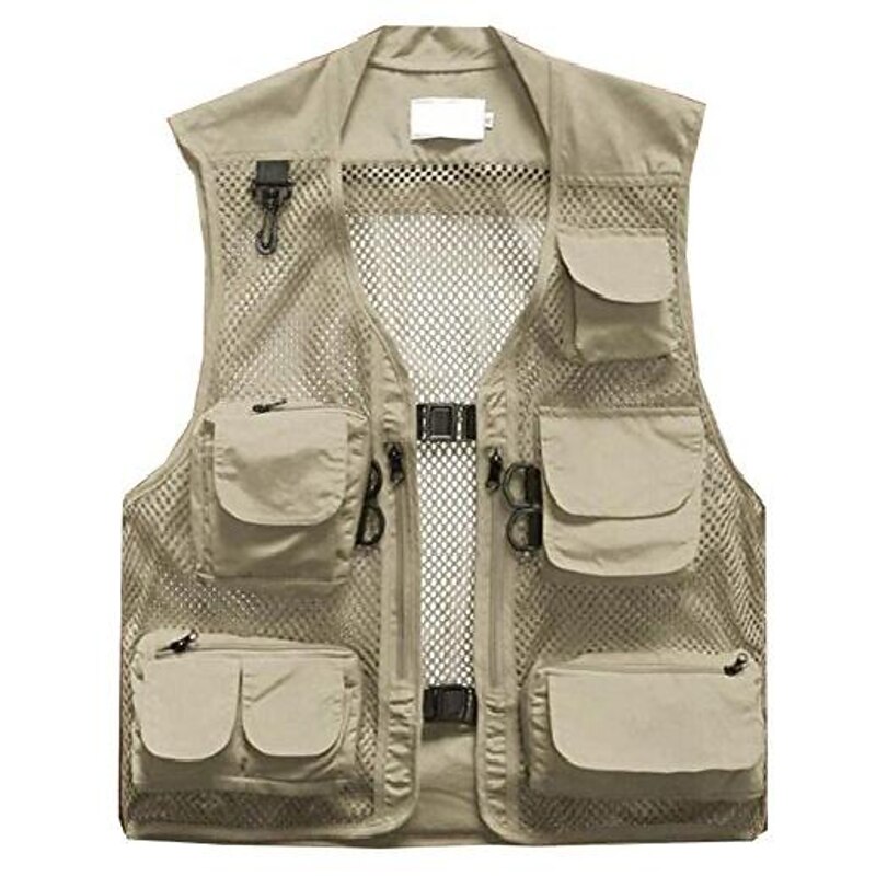 Men's Fishing Vest Hiking Vest Work Vest Outdoor Multi-Pockets Quick Dry Lightweight Breathable Autumn / Fall Spring Summer Vest / Gilet Mesh Camping / Hiking Hunting Fishing Blue khaki Green2