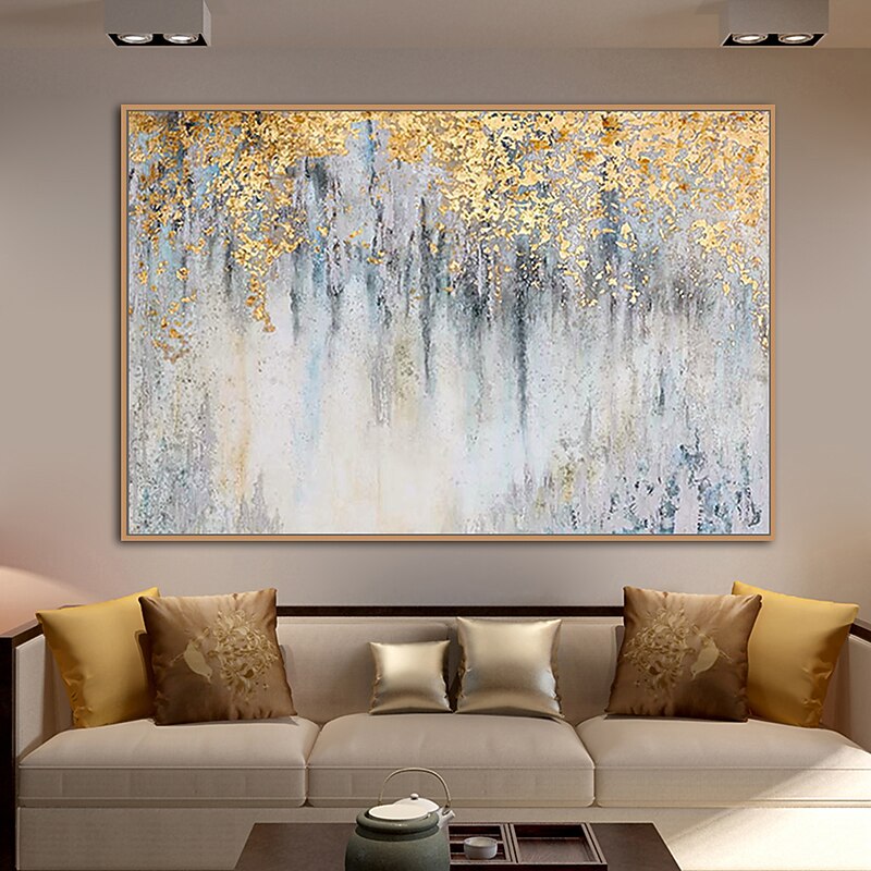 Handmade Oil Painting Canvas Wall Art Decoration Golden Fleeting Abstract for Home Decor Rolled Frameless Unstretched Painting 6