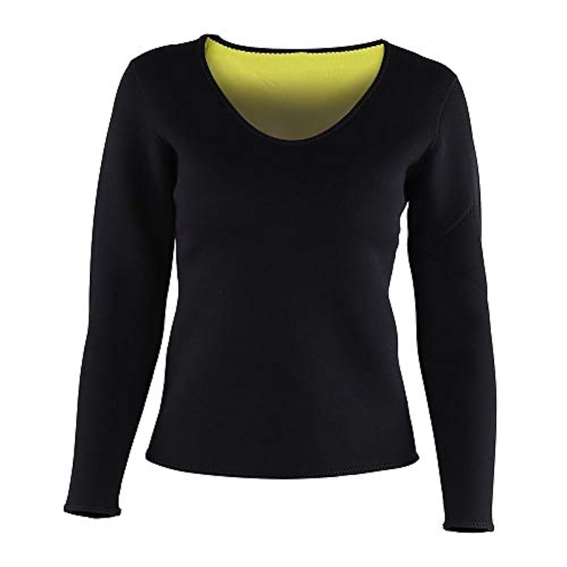 Women Waist Trainer Hot Neoprene Shirt Sauna Suit Sweat Body Shaper Shirt Slimming Long Sleeves Shirt (M)