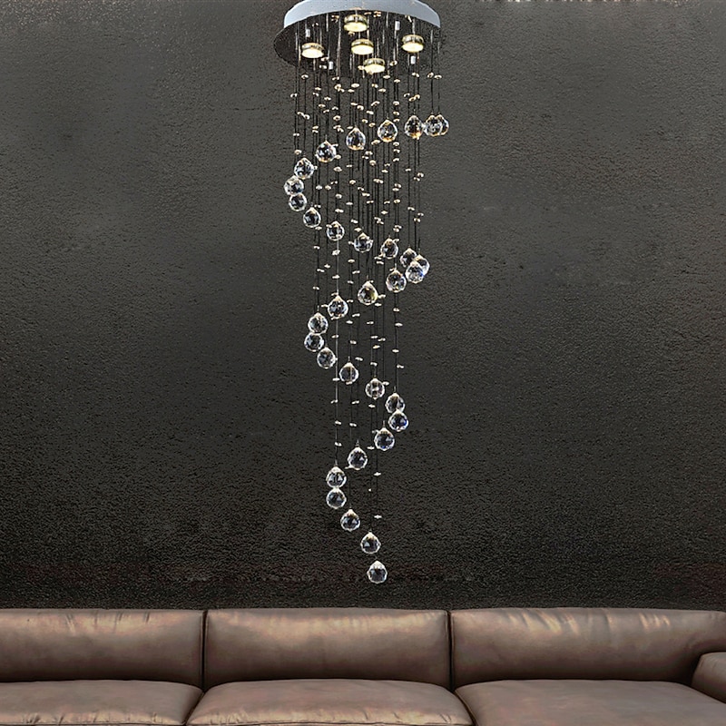 5-Light 40cm(15.75 Inch) Crystal LED Chandelier Gold Pendant Light Metal Crystal Electroplated Modern Contemporary 110-120V 220-240V