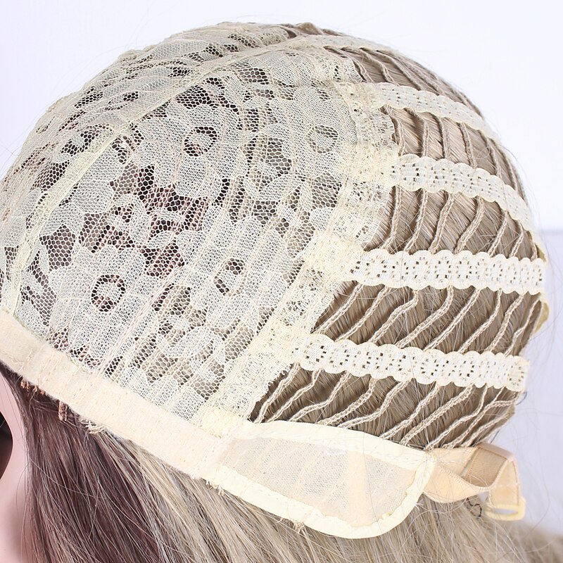 Blonde Wigs for Women Heat Resistant Synthetic Wig Straight Middle Part Wig Short Silver Grey Heat Resistant Synthetic Hair Women's Classic Ombre Hair 14 Inch Christmas Party Wigs3