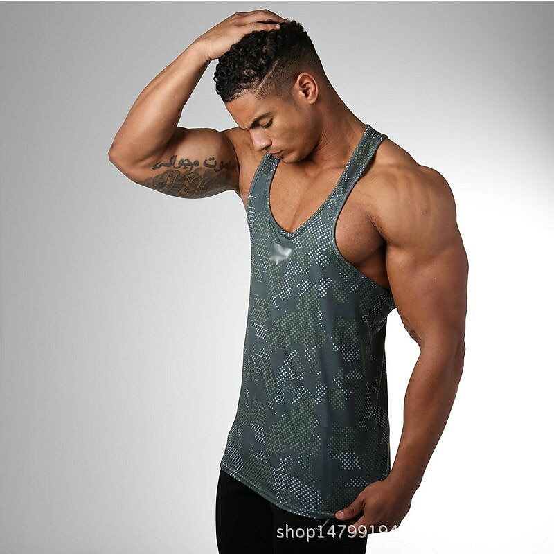 men muscle fitness gym stringer tank tops bodybuilding workout sleeveless shirts (camo blue, us medium(tag xl))2