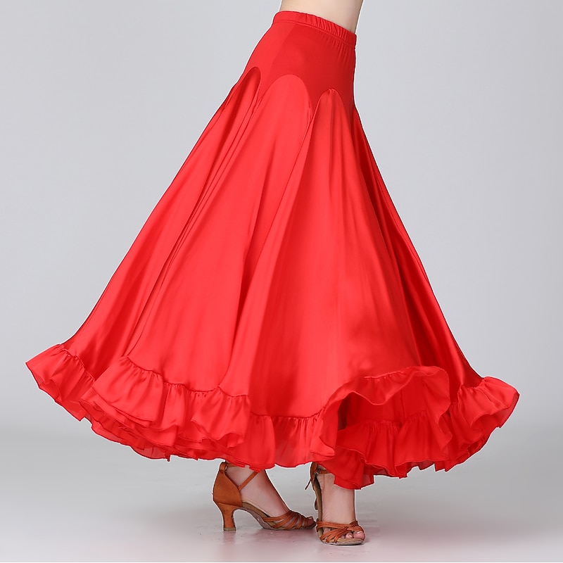 Ballroom Dance Skirts Ruffles Cascading Ruffles Ruching Women's Performance Training High Polyester4