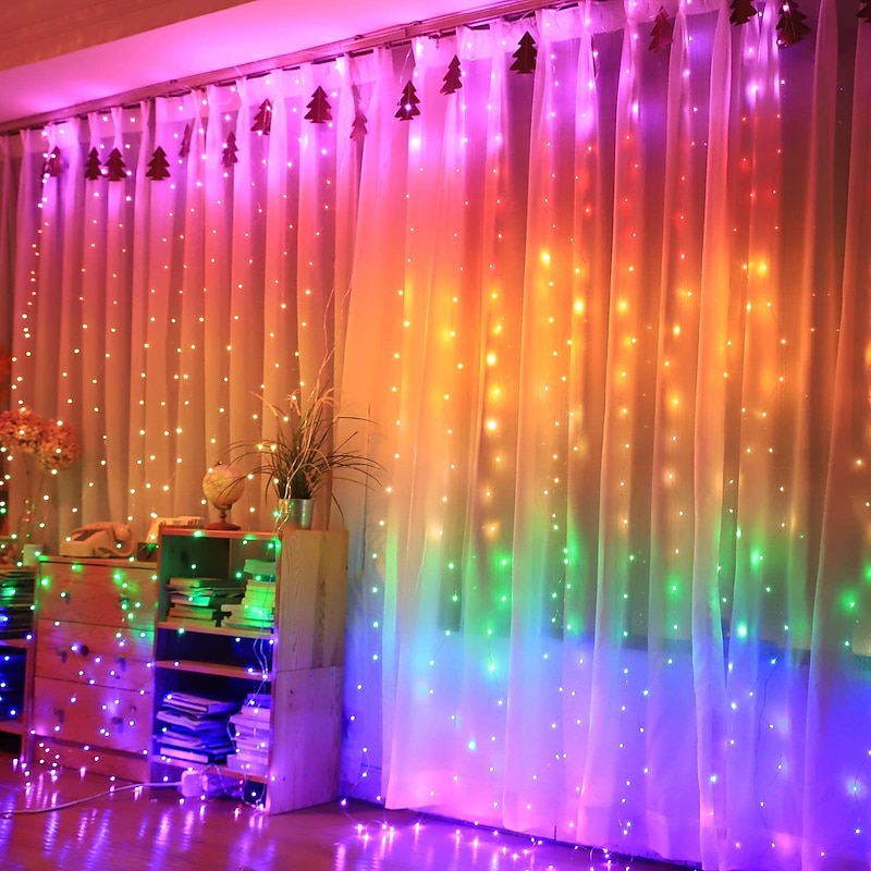 Window Curtain String Lights 300LEDs Twinkle Star 3m x 3m Hanging Fairy Lights Wedding Decoration 8 Lighting Modes for Bedroom Wedding Party Home Garden Wall Decorations USB Powered with IR Remote4