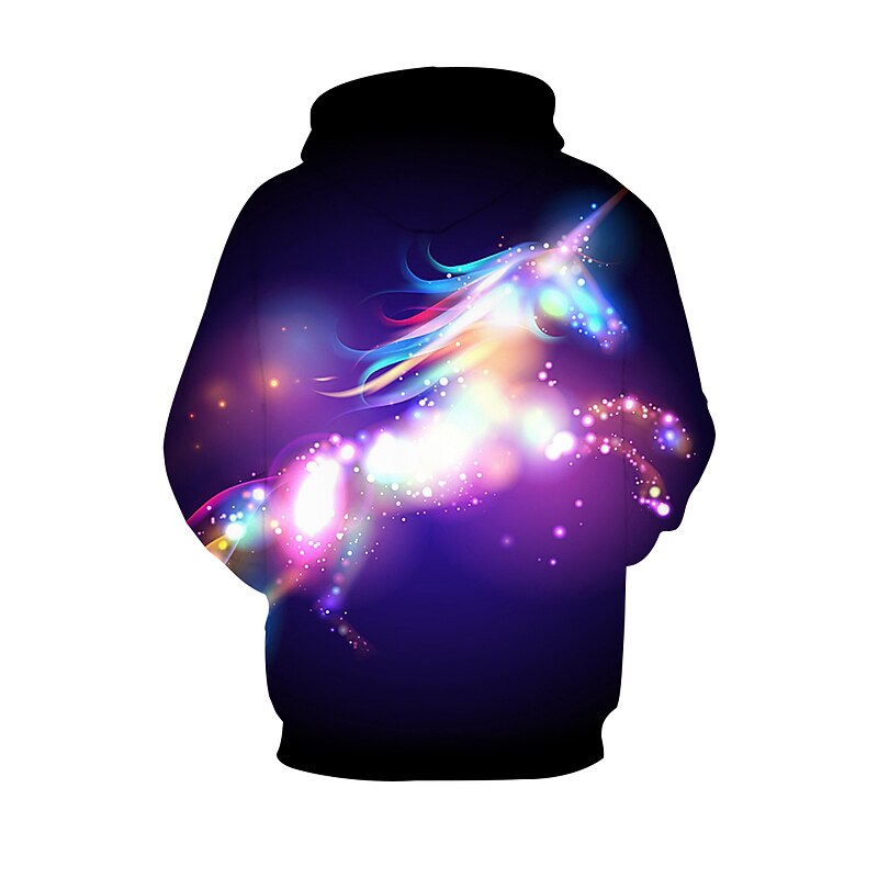 Kids Girls' Hoodie & Sweatshirt Long Sleeve Horse 3D Print Graphic Starry Sky Animal Print Rainbow Children Tops Active Fantasy School 3-12 Years2