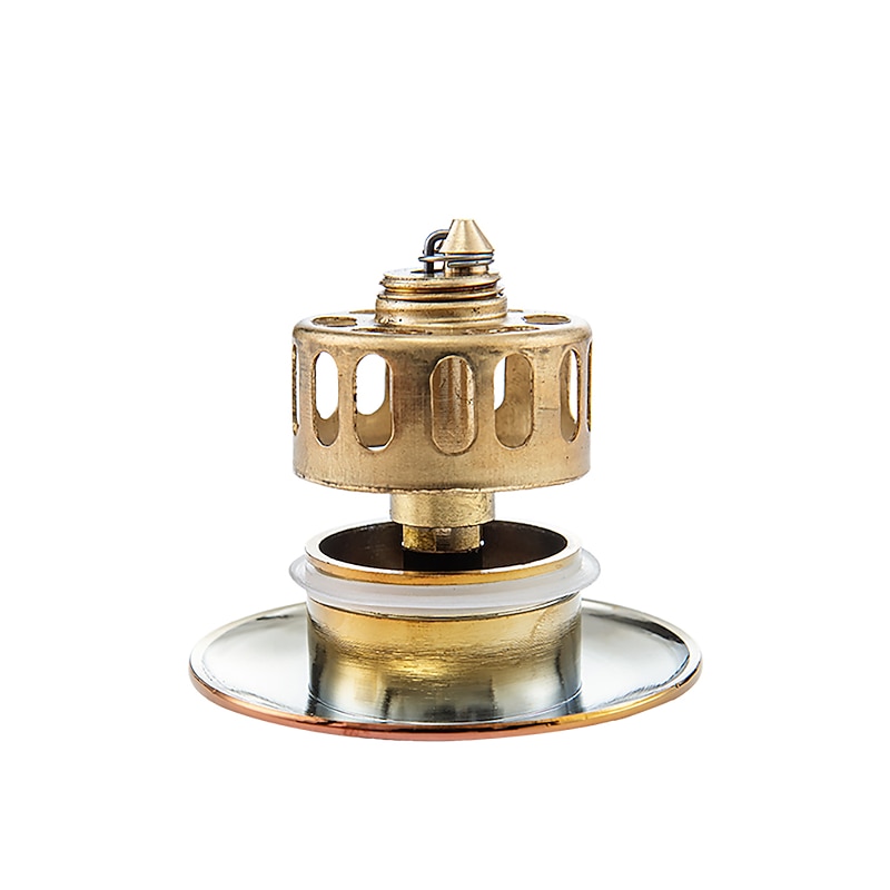 Brass Pop Up Sink Drain Stopper with Overflow Bathroom Faucet Vessel Vanity Sink Drainer(Rose Golden)4