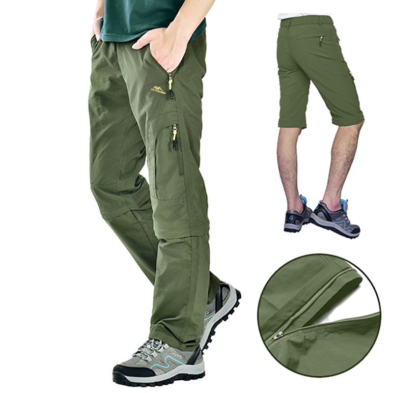 Men's Convertible Pants / Zip Off Pants Hiking Pants Trousers Summer Outdoor Water Resistant Quick Dry Multi Pockets Lightweight 5 Zipper Pocket Elastic Waist Pants / Trousers Bottoms Dark Grey Army3