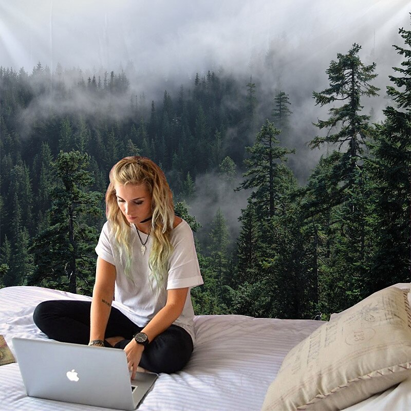 Large Wall Tapestry Art Decor Blanket Curtain Hanging Home Bedroom Living Room Decoration Forest View4