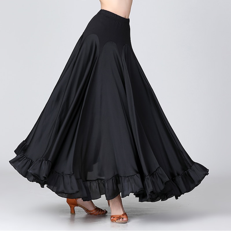 Ballroom Dance Skirts Ruffles Cascading Ruffles Ruching Women's Performance Training High Polyester2
