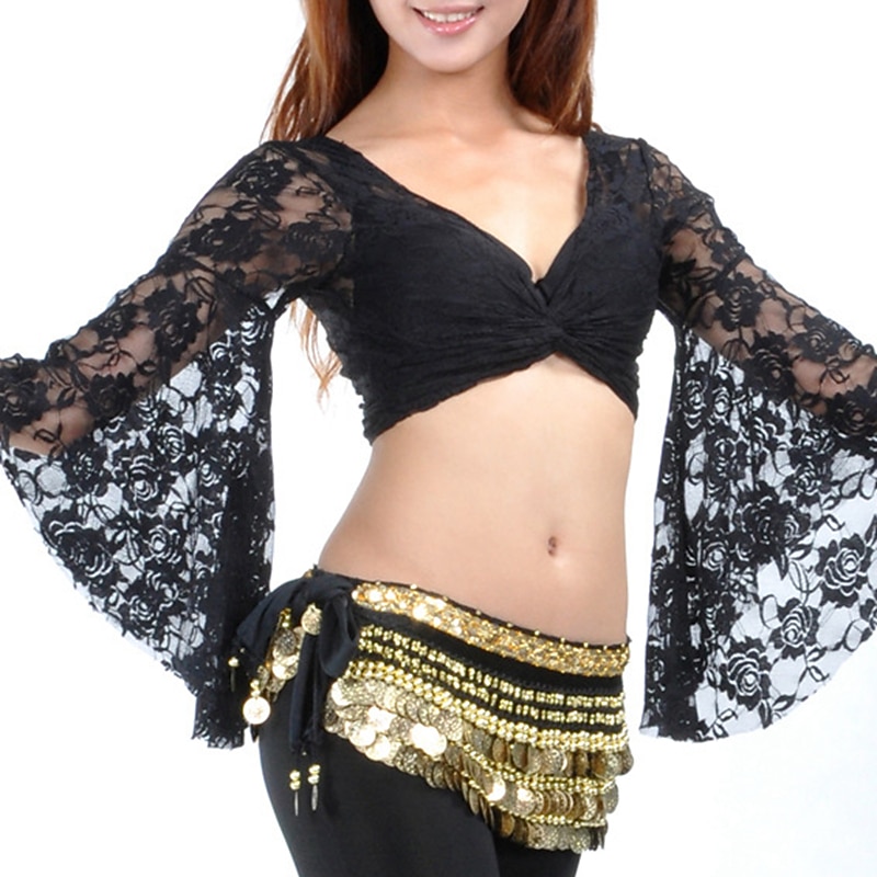 Belly Dance Top Lace Women's Performance Training Long Sleeve Lace