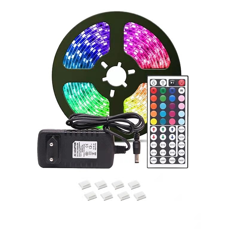 LED Strip Lights RGB 65.6ft -20M 32.8ft-10M Tape Light SMD5050 LED Strips with Remote Controller with 44 Keys IR Remote and 12V Power Supply Flexible Color Changing Apply to BedroomTV Party2