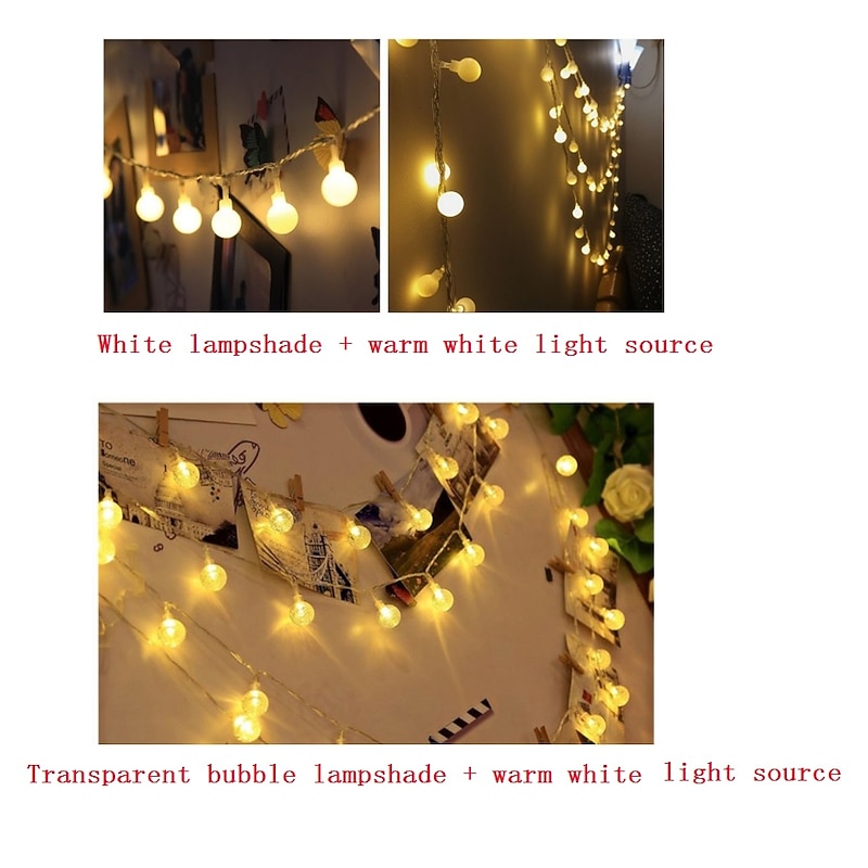 Globe String Lights 10M 100LEDs Mini Ball Fairy Light Outdoor Wedding Decoration Lights Waterproof for Indoor Outdoor Bedroom Party Garden Christmas Tree Decor Plug in4