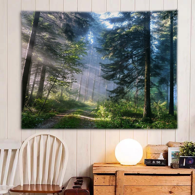 Large Wall Tapestry Art Decor Blanket Curtain Hanging Home Bedroom Living Room Decoration Misty Forest Tapestry Wall Hanging Nature Landscape Tapestry4