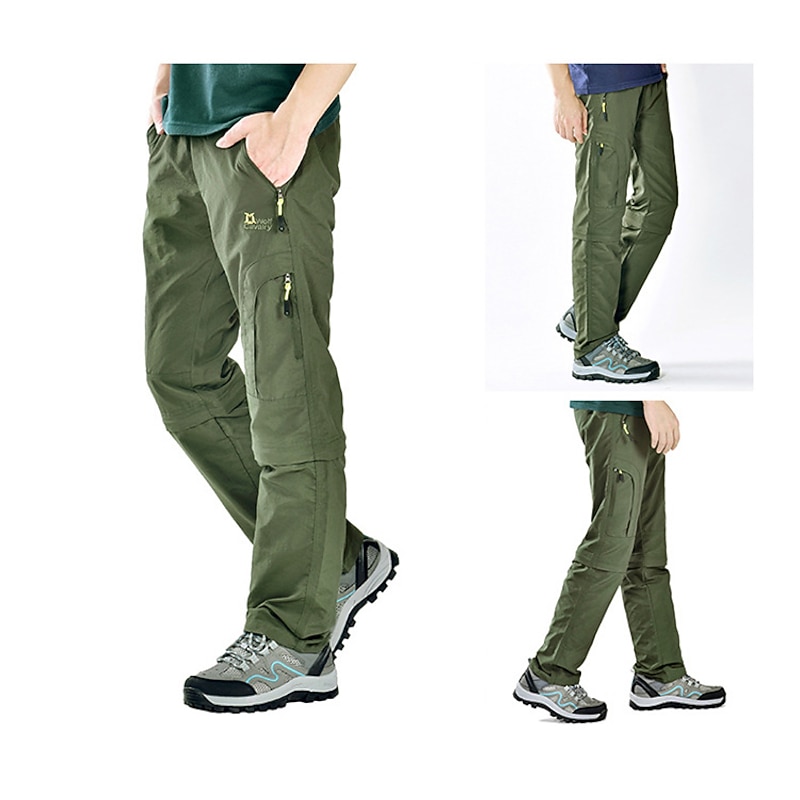 Men's Convertible Pants / Zip Off Pants Hiking Pants Trousers Summer Outdoor Water Resistant Quick Dry Multi Pockets Lightweight 5 Zipper Pocket Elastic Waist Pants / Trousers Bottoms Dark Grey Army4
