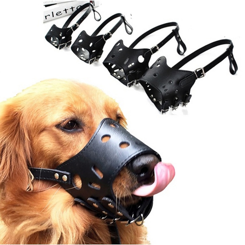 Adjustable Leather Dog Muzzle Anti Bark Bite Chew Dog Training Products For Small Medium Large Dogs Outdoor Pet Products XS-XL
