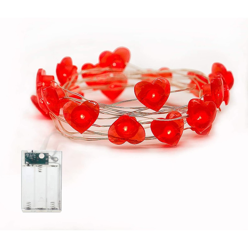 Heart Shape String Lights, 13FT 40 LEDs Battery Powered Fairy Lights for Christmas Romantic Decor3