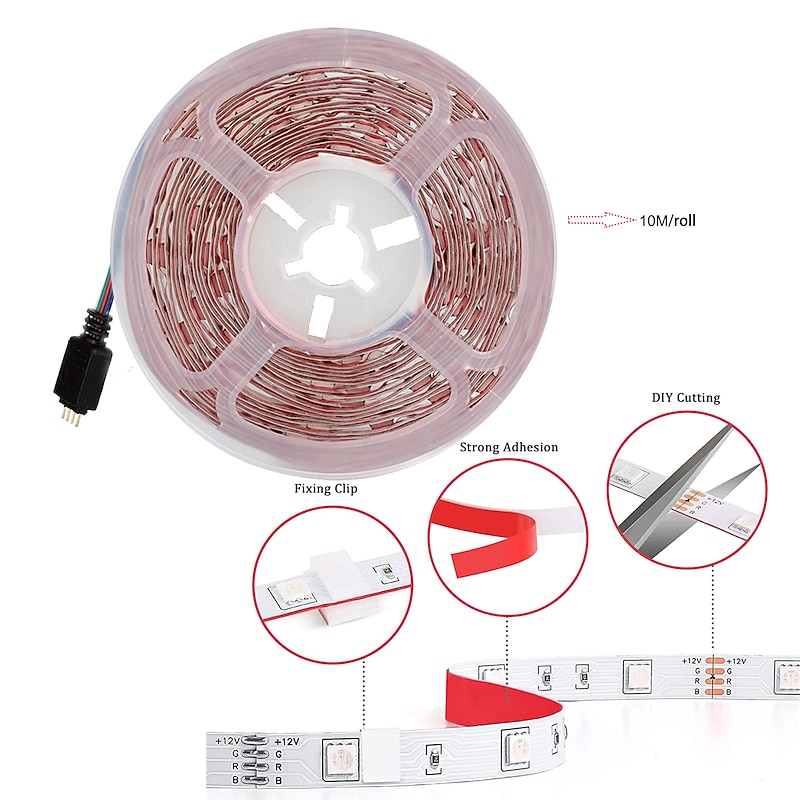 Smart RGB LED Strip Light 20M 10M Music Sync SMD 5050 65.6ft32.8ft Color Changing Bluetooth APP Control with Plug for Kitchen Bedroom Home TV Party4