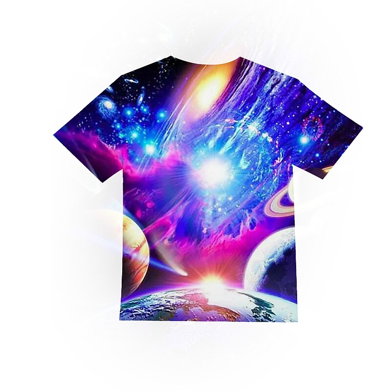 Kids Boys' Galaxy Planet T shirt Tee Short Sleeve 3D Print Graphic Rainbow Children Tops Summer Active Bright Cool 2-13 Years2