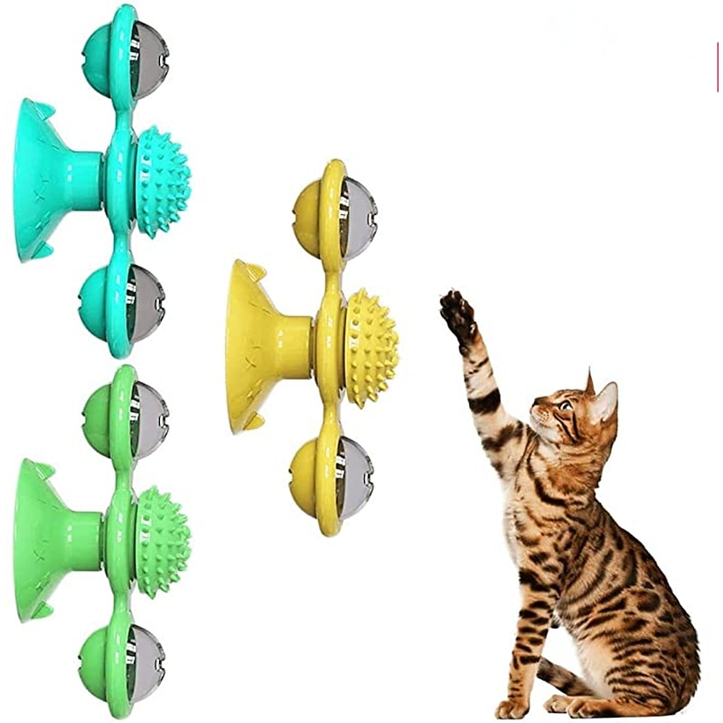 Cat Teasers Interactive Toy Rotating Toy Cat Toys Set Windmill Interactive Cat Toys Fun Cat Toys Cat Kitten 1 set Round Pet Friendly Massage Pet Exercise with Light Catnip Ball Plastic Gift Pet Toy2