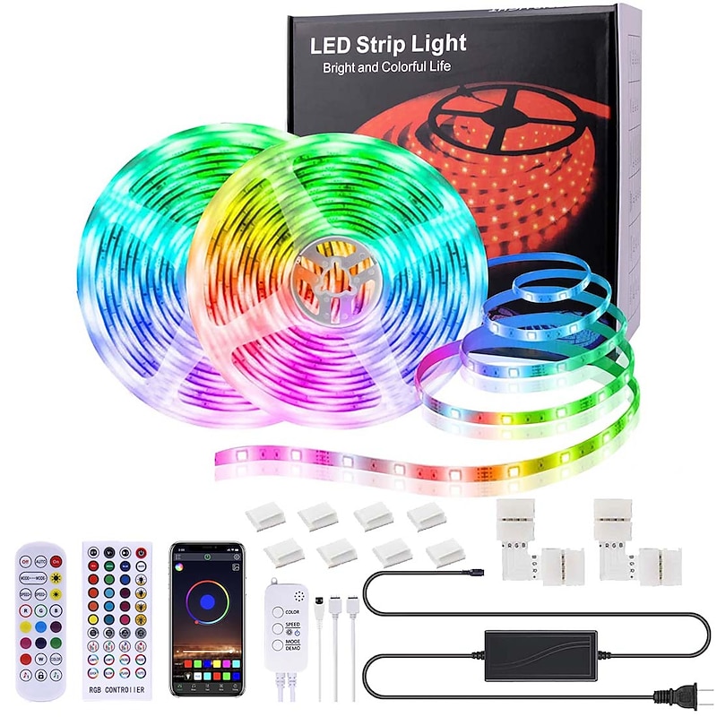 LED Strip Lights Smart Lights 5M 10M Light Sets RGB Tiktok Lights 150 300 LEDs SMD5050 10mm 1Set Mounting Bracket 1 set RGB APP Control Self-adhesive 12V2