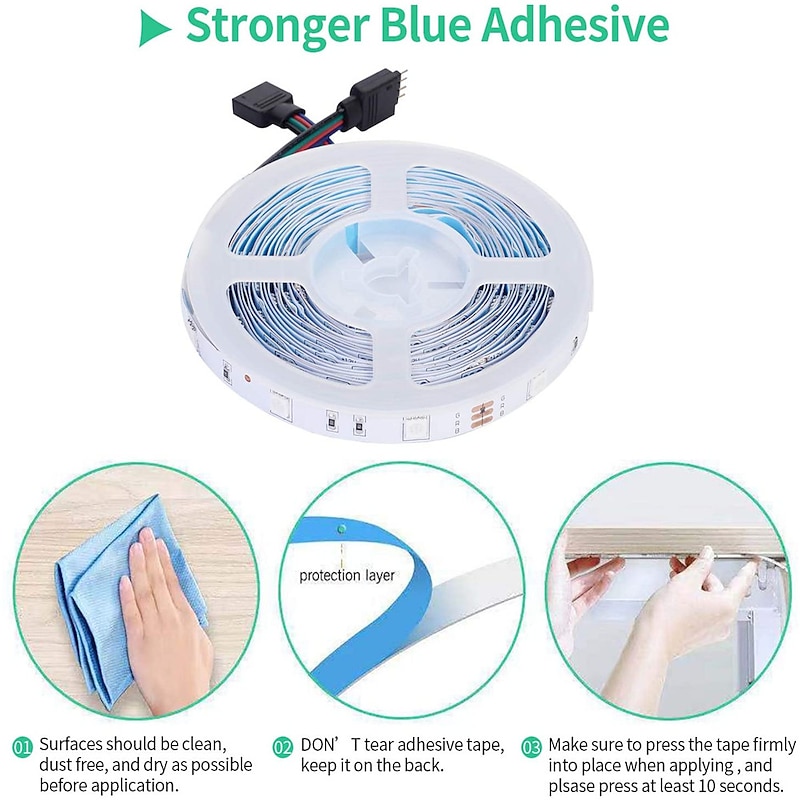 LED Strip Lights Smart Lights 5M 10M Light Sets RGB Tiktok Lights 150 300 LEDs SMD5050 10mm 1Set Mounting Bracket 1 set RGB APP Control Self-adhesive 12V3