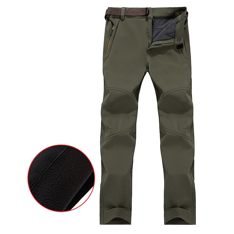 Men's Hiking Pants Trousers Softshell Pants Winter Outdoor Thermal Warm Fleece Lining Windproof Multi-Pockets ArmyGreen Black Camping / Hiking Hunting Fishing M L XL XXL XXXL4