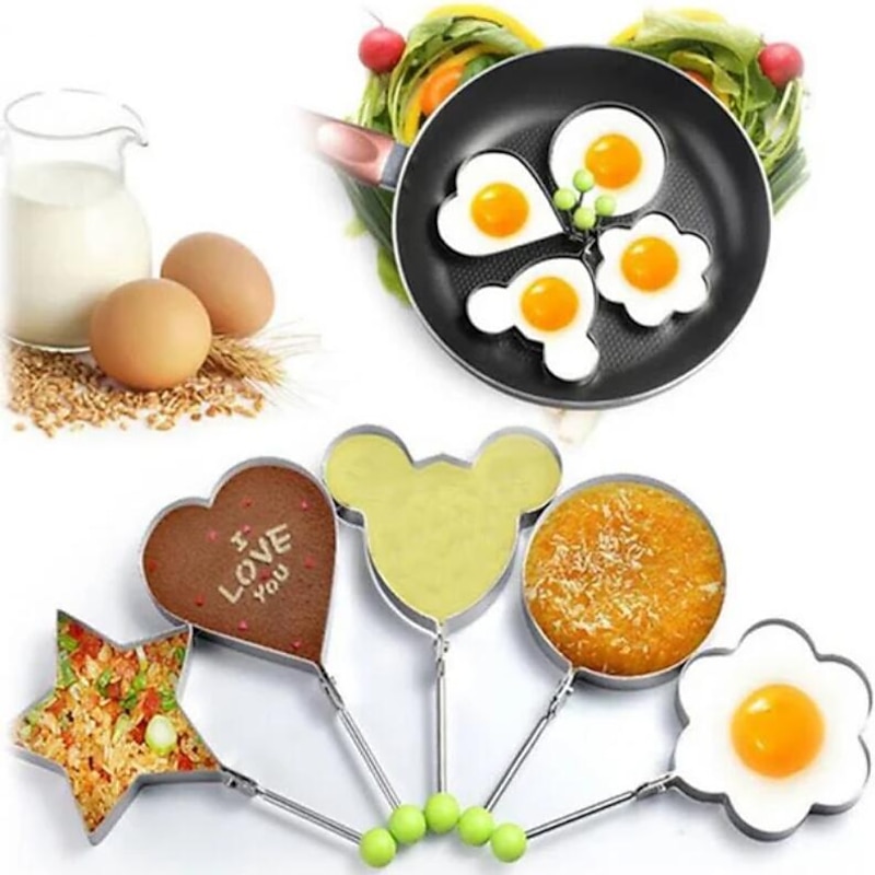 5 Pieces Set Fried Egg Mold Pancake Rings Shaped Omelette Mold Mould Frying Egg Cooking Tools Kitchen Supplies Accessories Gadget2