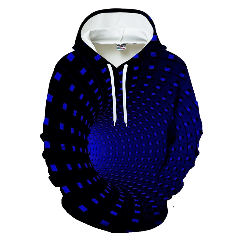 Men's Geometric Optical Illusion Hoodie Hoodies Sweatshirt Casual Long Sleeve Hooded Black Yellow Designer4