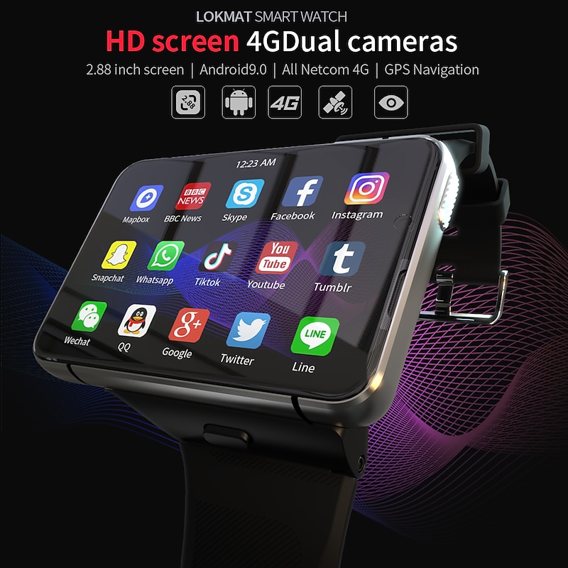 APPLLP Max Smart Watch 2.88 inch Smartwatch Fitness Running Watch 4G LTE Cellular Smartwatch Phone Bluetooth Pedometer Sleep Tracker Sedentary Reminder Compatible with Android iOS Women Men GPS Long 5