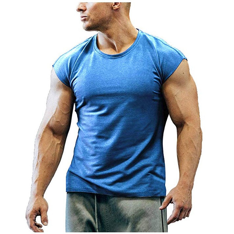 Men's T Shirt Tank Top Moisture Wicking Shirts Sleeveless Crew Neck Summer Plain Sports Fashion Lightweight Vacation Casual Holiday Black White Army Green Top Tee for Men4