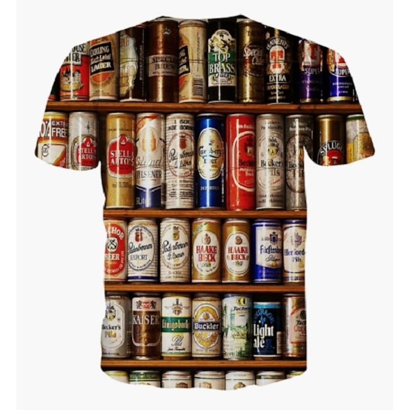Men's Graphic Beer Shirt T Shirt Funny T Shirts Short Sleeve T shirt 3D Print Round Neck Shirt Active Daily White Summer Clothing Apparel S M L XL XXL 3XL2
