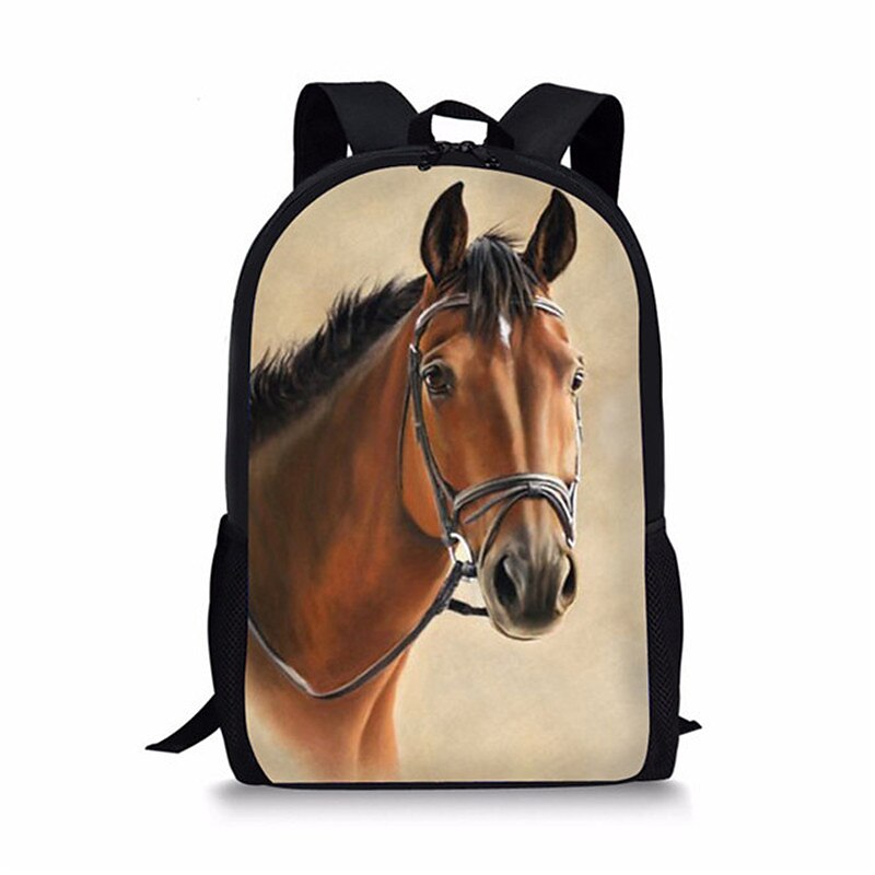 Running Horses Print Backpack for Kids and Teens – Wild Animal School Bag with Nature Landscape Design for Boys and Girls2