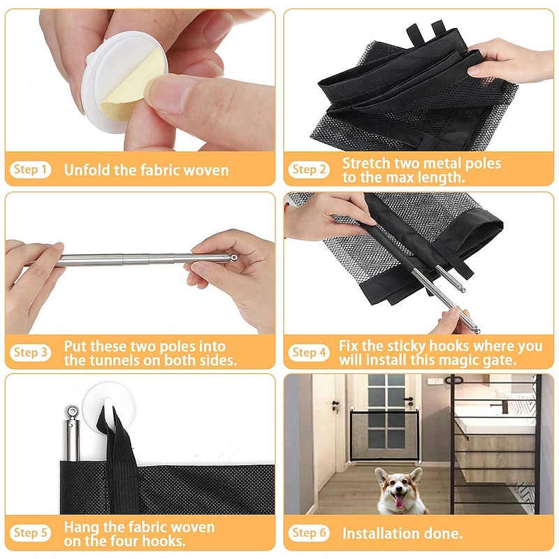 Dog Gate Ingenious Mesh Dog Fence For Indoor and Outdoor Safe Pet Dog gate Safety Enclosure Pet supplies Dropshipping3