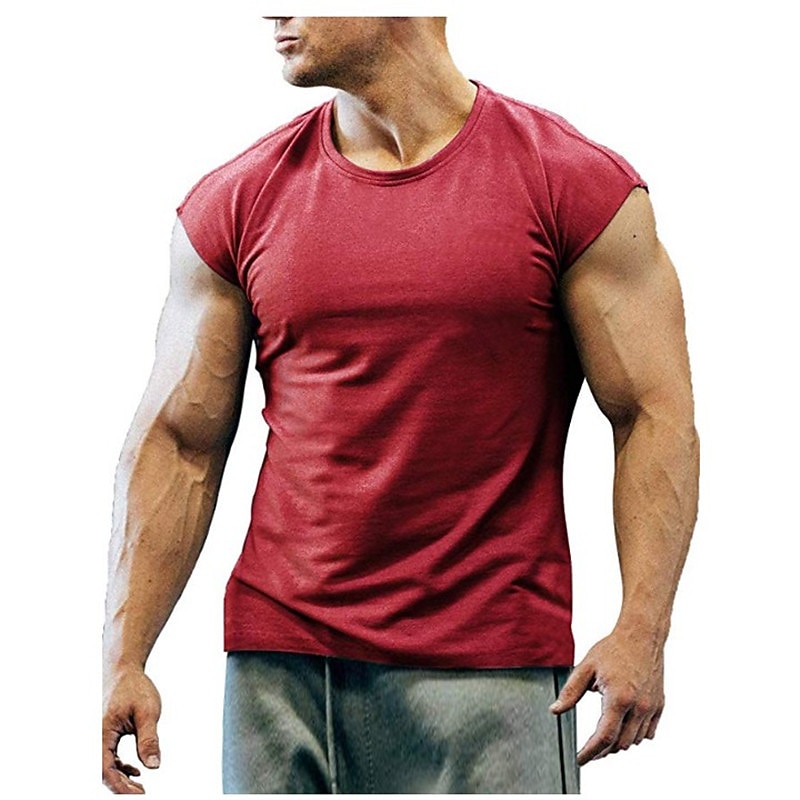Men's T Shirt Tank Top Moisture Wicking Shirts Sleeveless Crew Neck Summer Plain Sports Fashion Lightweight Vacation Casual Holiday Black White Army Green Top Tee for Men2
