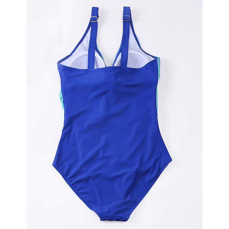 Women's Plus Size Swimwear One Piece Bathing Suits Cheeky Swimsuit Ruched Tummy Control Beach Wear Ombre Gradient Color Sleeveless Bathing Suits4