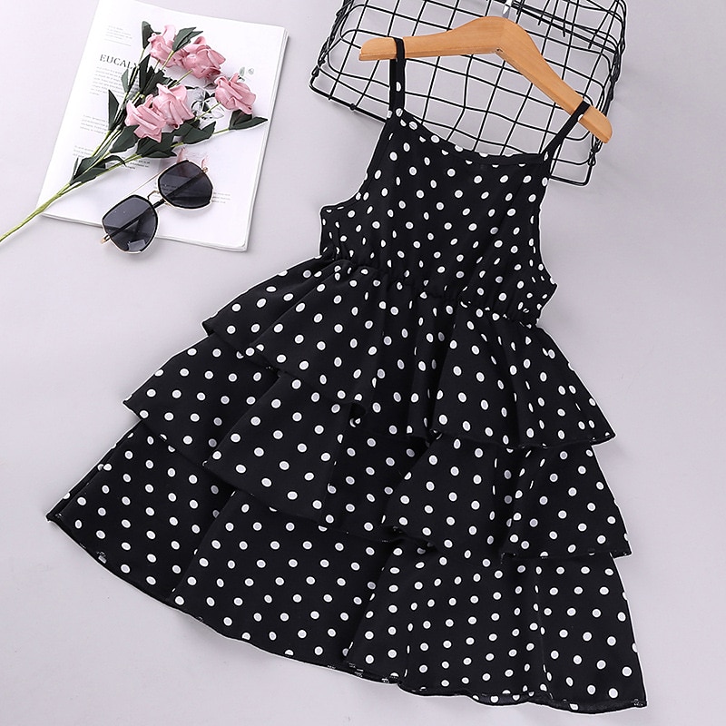 Kids Girls' 1950s Vintage Dresses Swing Dresses Dress Sundress Print Red Sleeveless Basic Cute Dresses Regular Fit 3-12 Years4