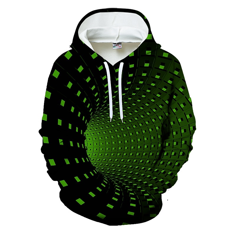 Men's Geometric Optical Illusion Hoodie Hoodies Sweatshirt Casual Long Sleeve Hooded Black Yellow Designer2